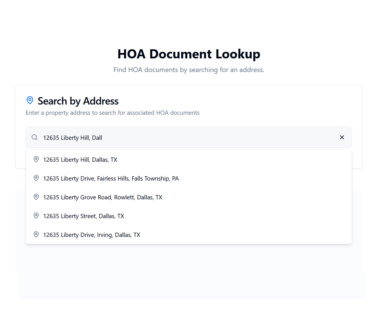Search for an address